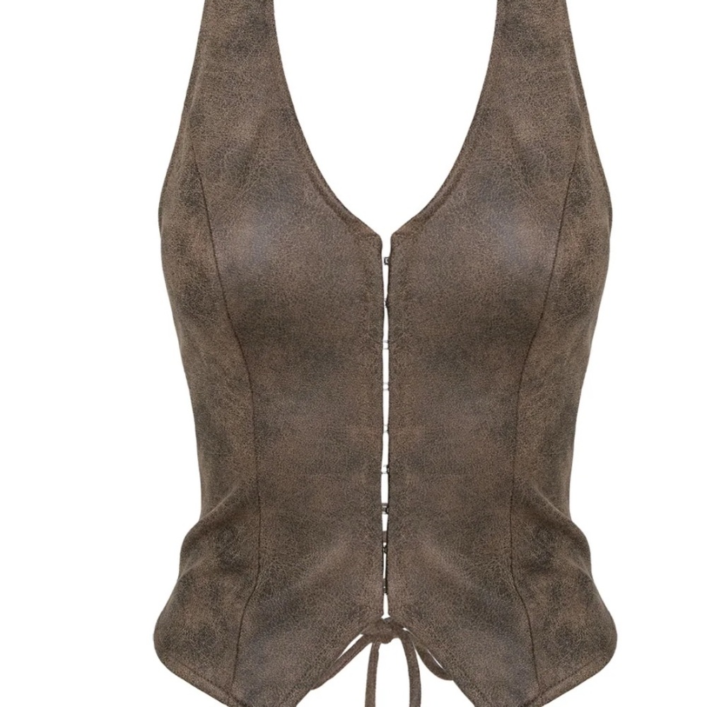 Princess Polly Brown Faux Leather Halter Top